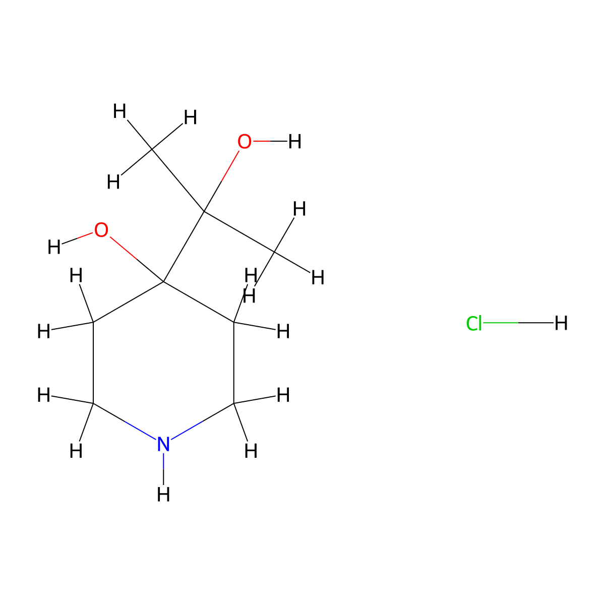 4-(2-Hydroxypropan-2-yl)piperidin-4-ol hydrochloride molecular structure, CAS 1802630-69-8