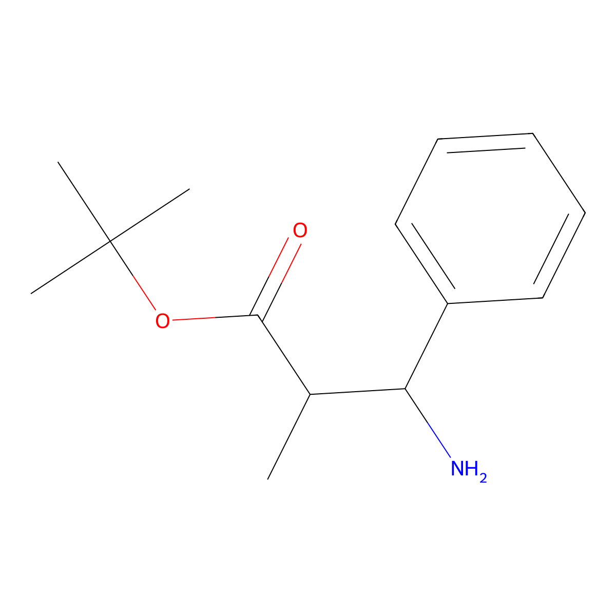 Tert-butyl 3-amino-2-methyl-3-phenylpropanoate molecular structure, CAS 180264-36-2