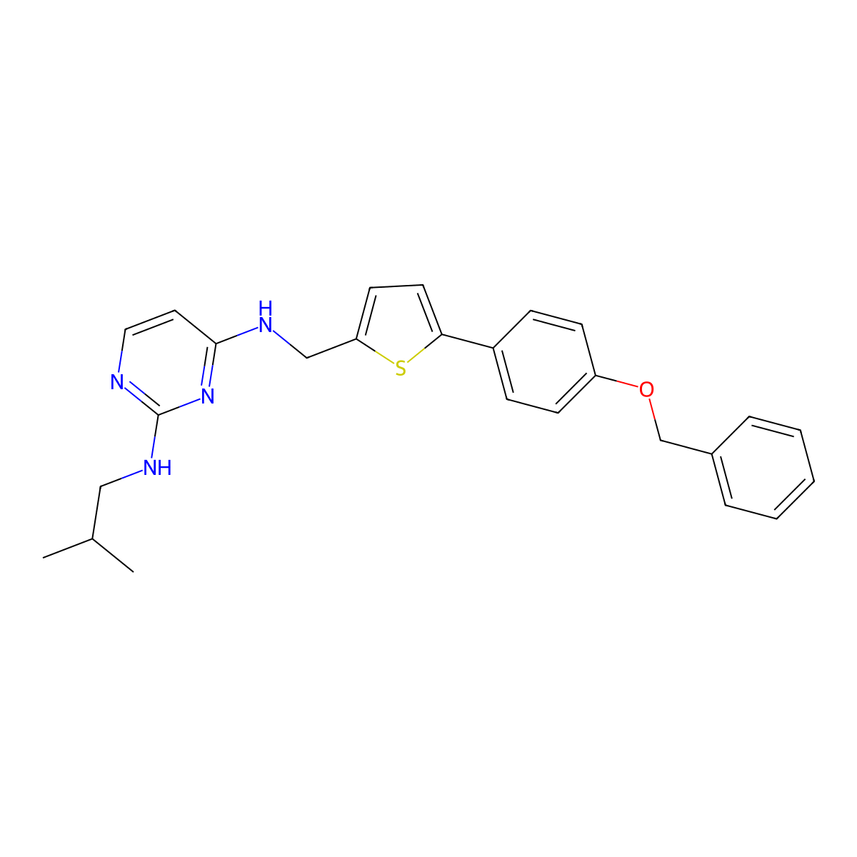 N2-(2-Methylpropyl)-N4-[[5-[4-(phenylmethoxy)phenyl]-2-thienyl]methyl]-2,4-pyrimidinediamine molecular structure, CAS 1802650-31-2