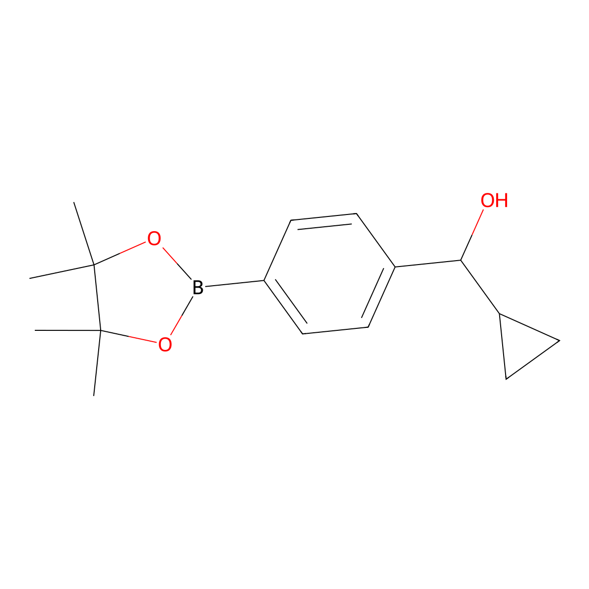 Cyclopropyl(4-(4,4,5,5-tetramethyl-1,3,2-dioxaborolan-2-yl)phenyl)methanol molecular structure, CAS 1802670-05-8