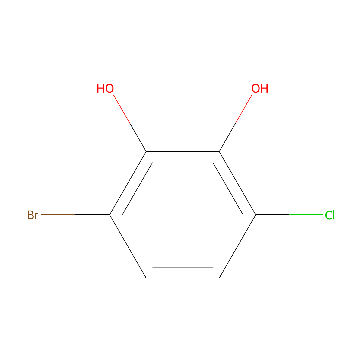 3-Bromo-6-chlorobenzene-1,2-diol molecular structure, CAS 180268-95-5