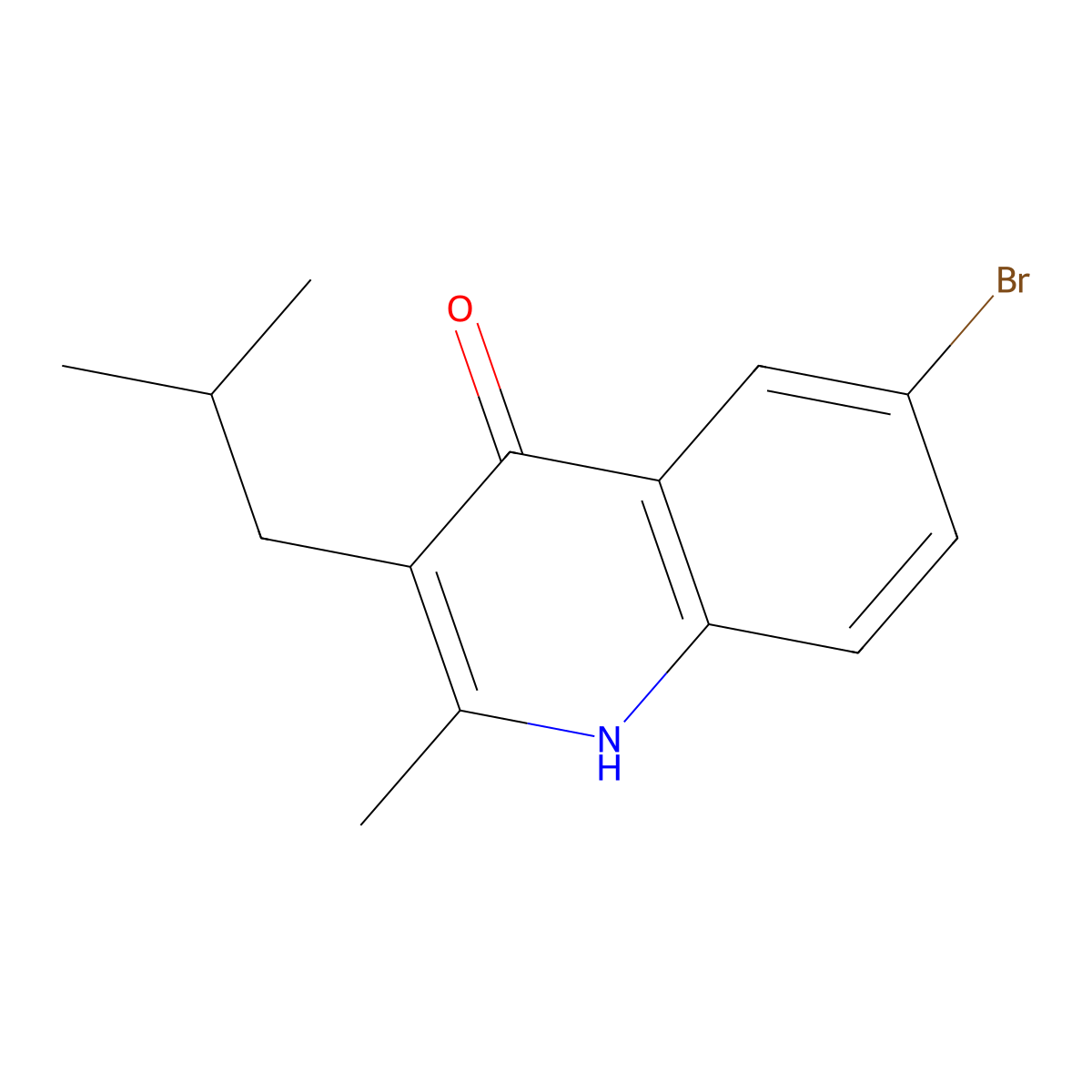 6-Bromo-3-isobutyl-2-methylquinolin-4-ol molecular structure, CAS 1802703-74-7