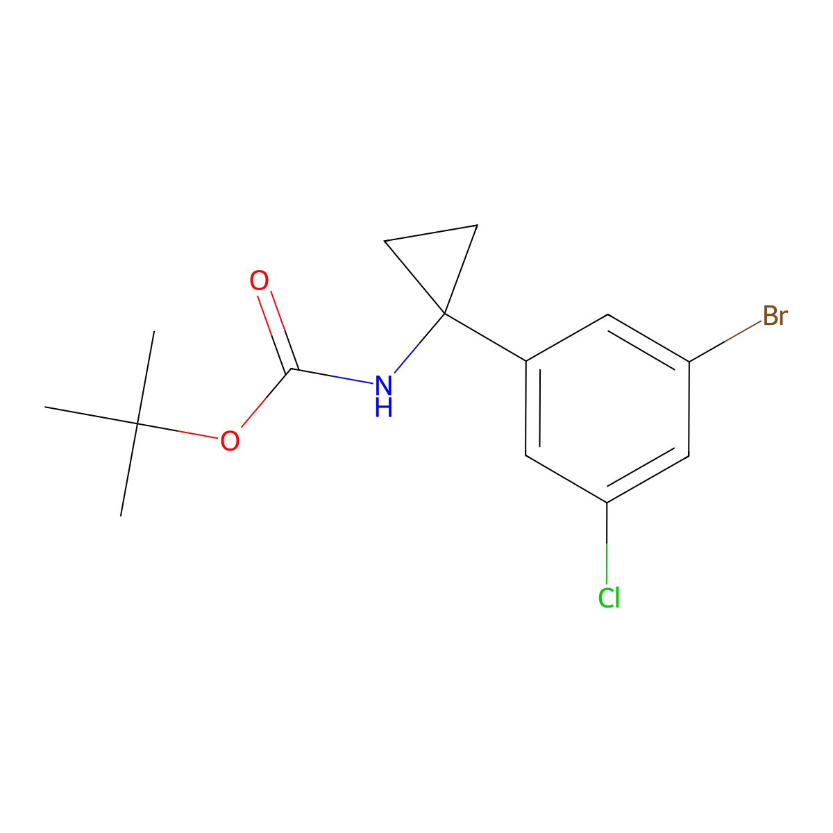 tert-Butyl (1-(3-bromo-5-chlorophenyl)cyclopropyl)carbamate molecular structure, CAS 1802735-85-8