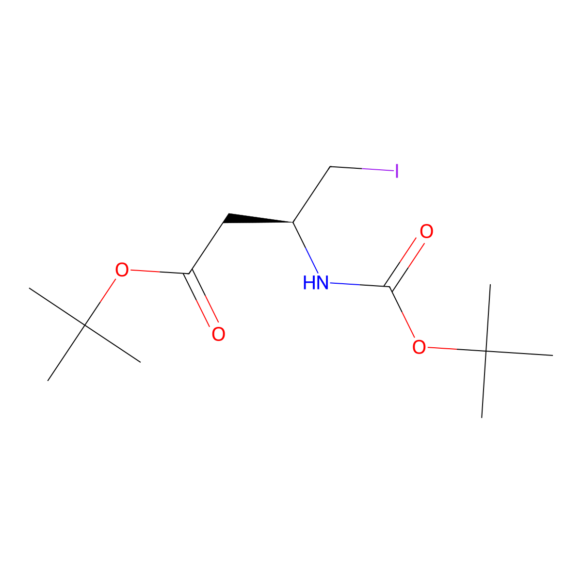 tert-Butyl (S)-3-(Boc-amino)-4-iodobutanoate molecular structure, CAS 1802736-56-6