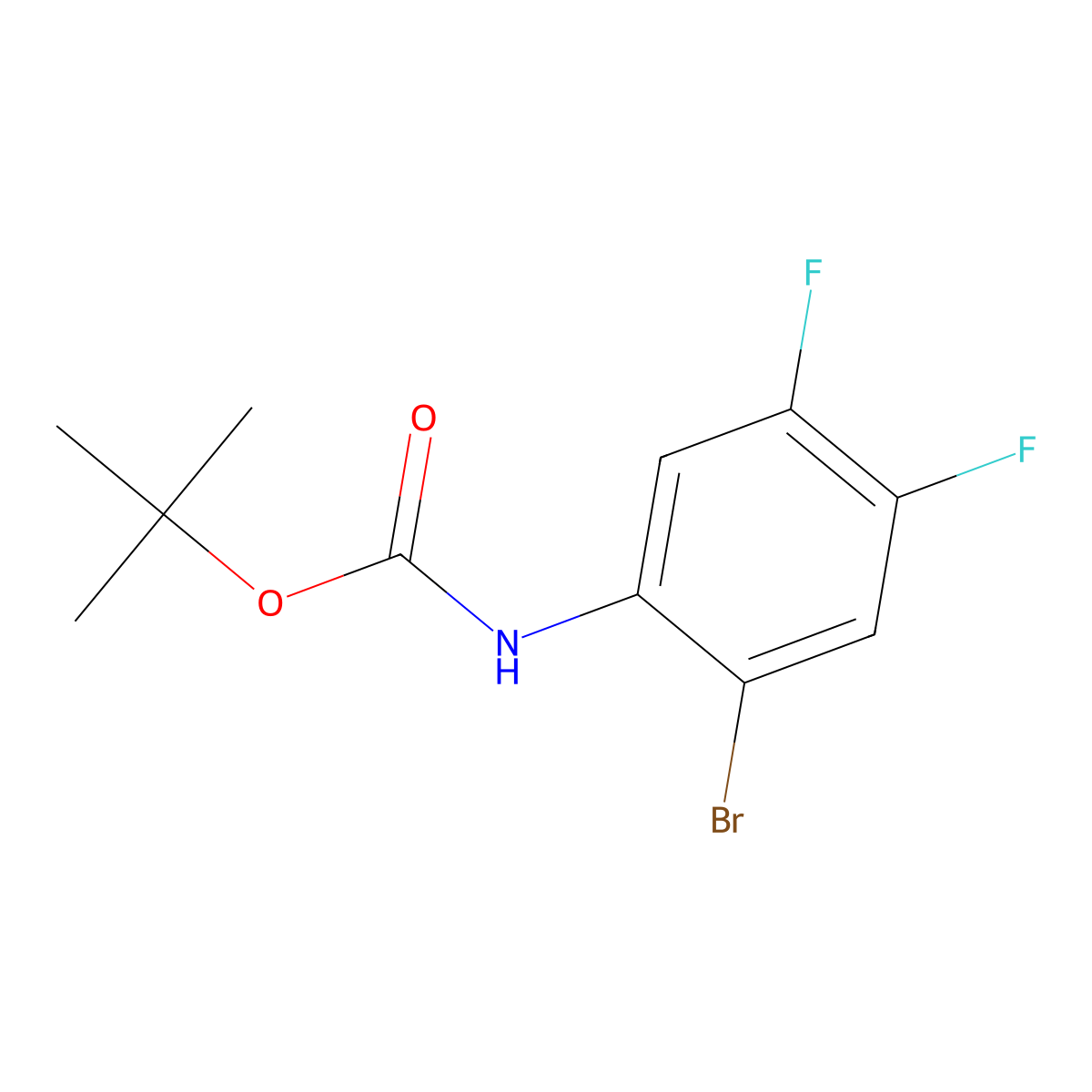 Tert-butyl (2-bromo-4,5-difluorophenyl)carbamate molecular structure, CAS 1802815-25-3