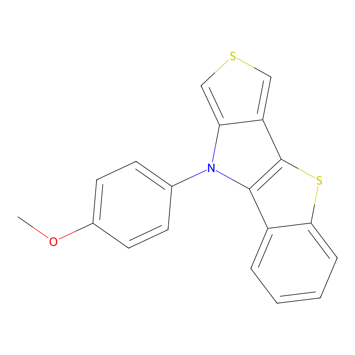 9H-9-(4-Methoxyphenyl)-benzo[4,5]thieno[3,2-b]thieno[3,4-d]pyrrole molecular structure, CAS 1802844-30-9