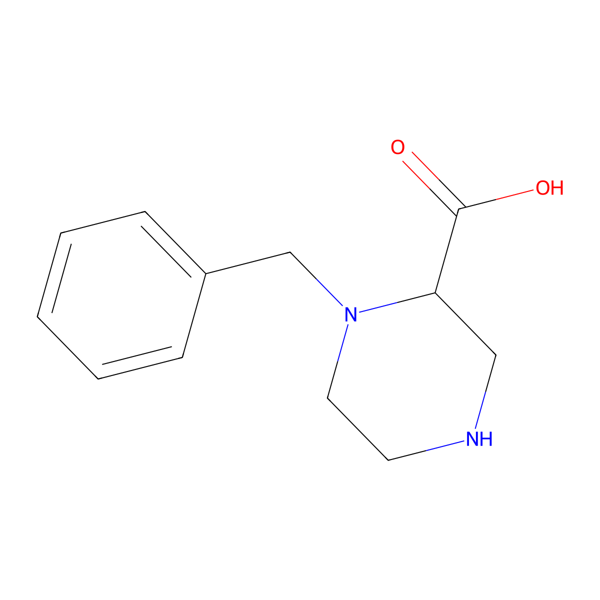 1-Benzylpiperazine-2-carboxylic acid molecular structure, CAS 180285-25-0