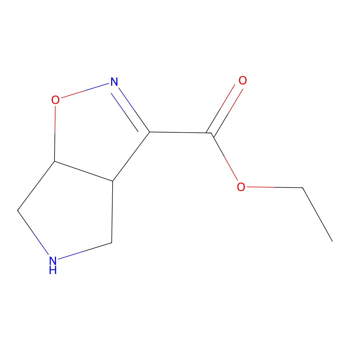 rac-ethyl (3aR,6aS)-3aH,4H,5H,6H,6aH-pyrrolo[3,4-d][1,2]oxazole-3-carboxylate molecular structure, CAS 1802884-07-6