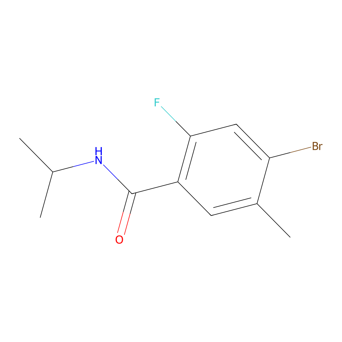 4-Bromo-2-fluoro-N-isopropyl-5-methyl-benzamide molecular structure, CAS 1802886-24-3