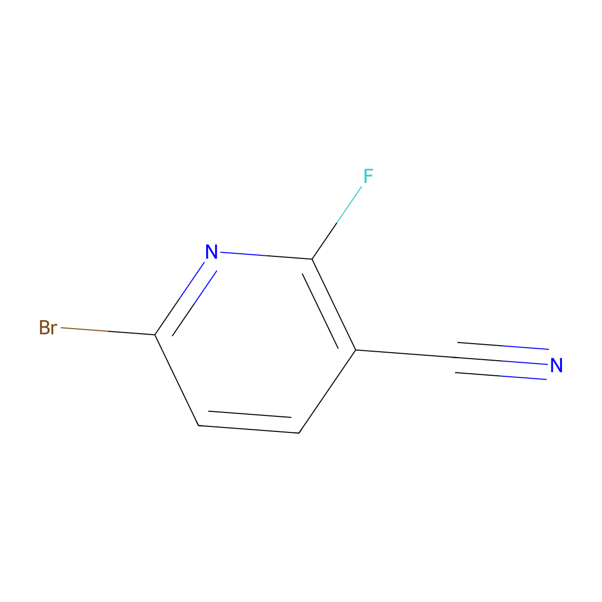 6-Bromo-2-fluoropyridine-3-carbonitrile molecular structure, CAS 1802889-85-5