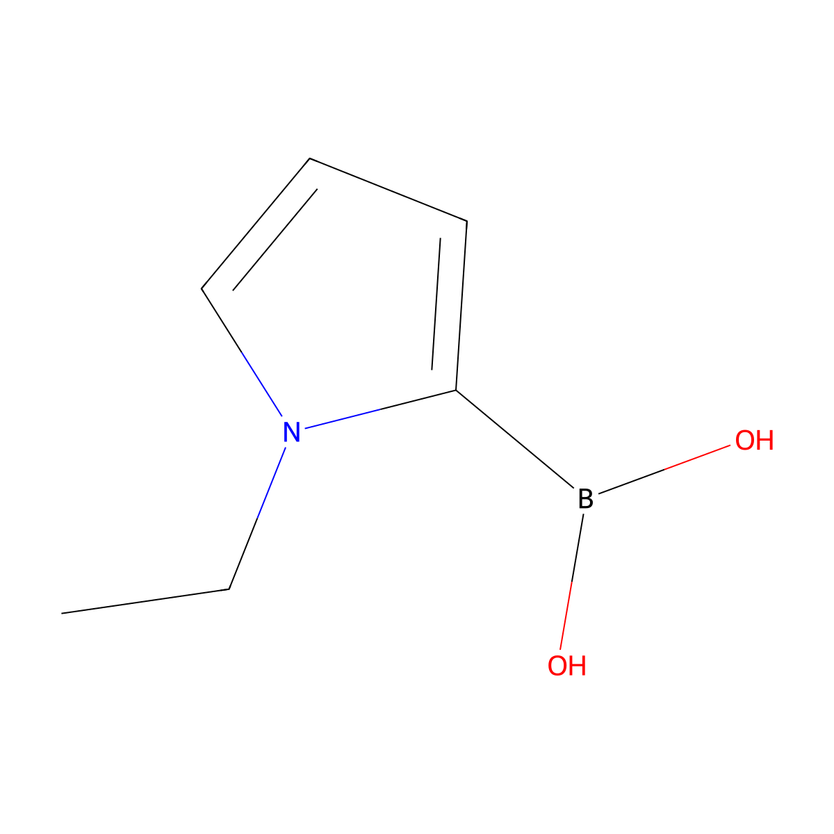 (1-ethyl-1H-pyrrol-2-yl)boronic acid molecular structure, CAS 1802890-21-6