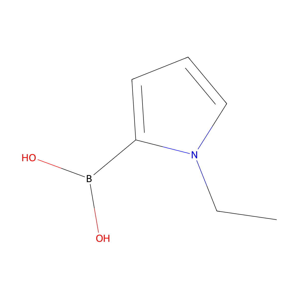 (1-ethyl-1H-pyrrol-2-yl)boronic acid molecular structure, CAS 1802890-21-6
