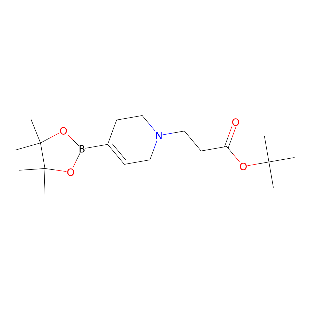 tert-Butyl 3-(4-(4,4,5,5-tetramethyl-1,3,2-dioxaborolan-2-yl)-3,6-dihydropyridin-1(2H)-yl)propanoate molecular structure, CAS 1802892-92-7
