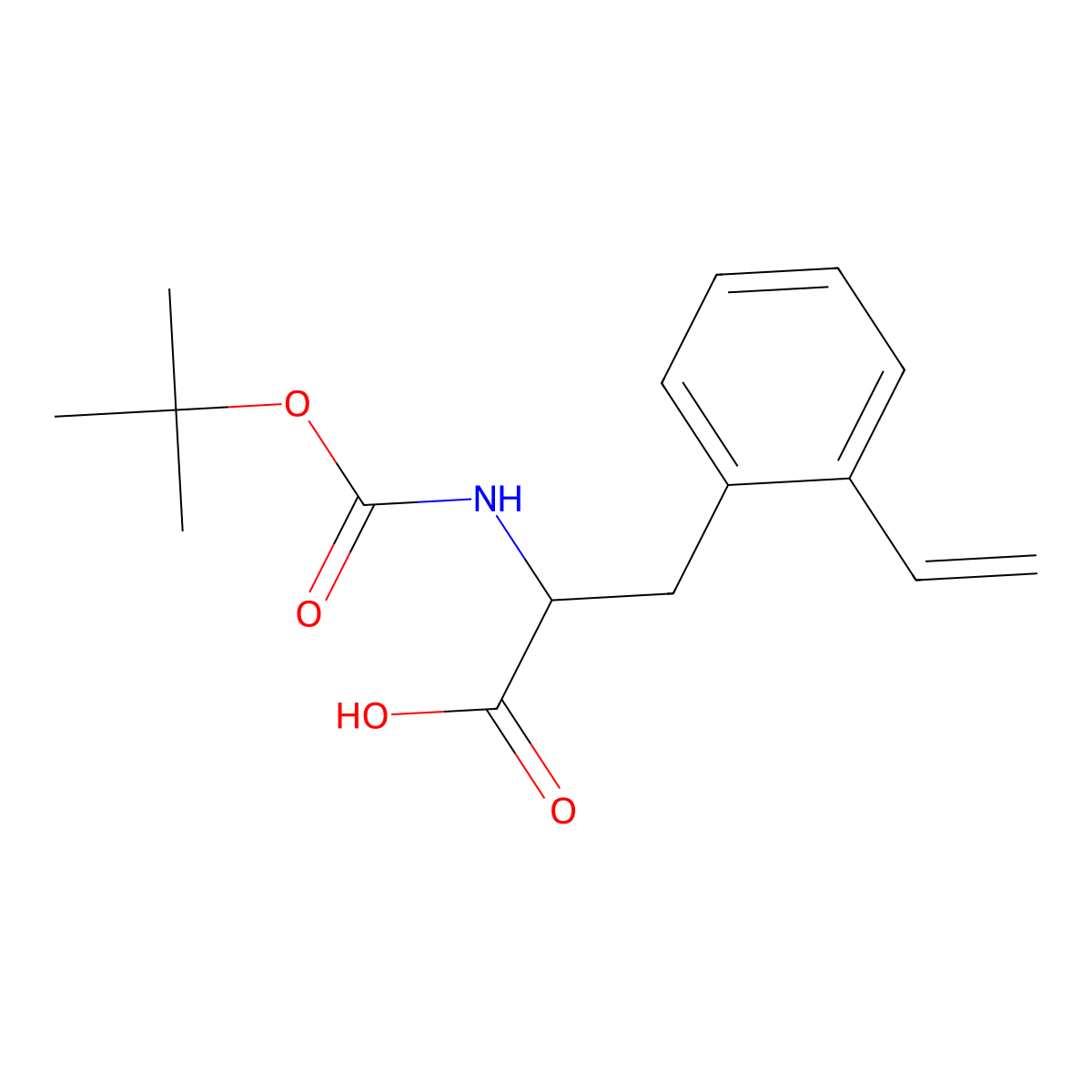 (S)-2-Boc-amino-3-(2-vinylphenyl)propanoic acid molecular structure, CAS 1802897-84-2