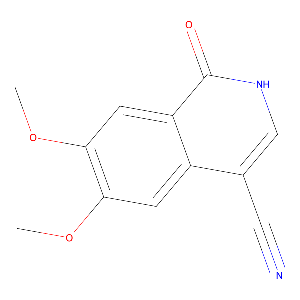 6,7-Dimethoxy-1-oxo-1,2-dihydroisoquinoline-4-carbonitrile molecular structure, CAS 18029-60-2