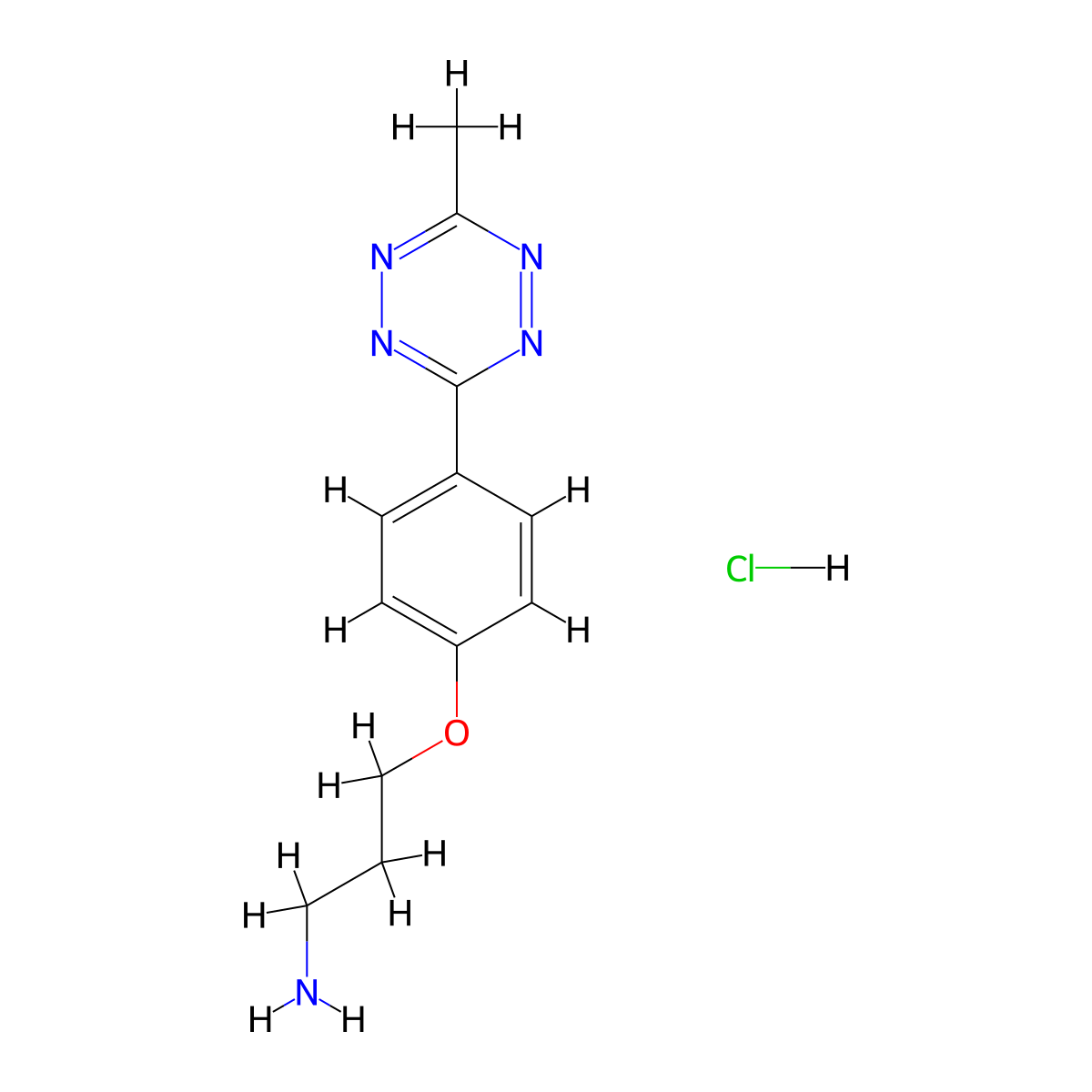 3-(4-(6-Methyl-1,2,4,5-tetrazin-3-yl)phenoxy)propan-1-amine hydrochloride molecular structure, CAS 1802908-03-7