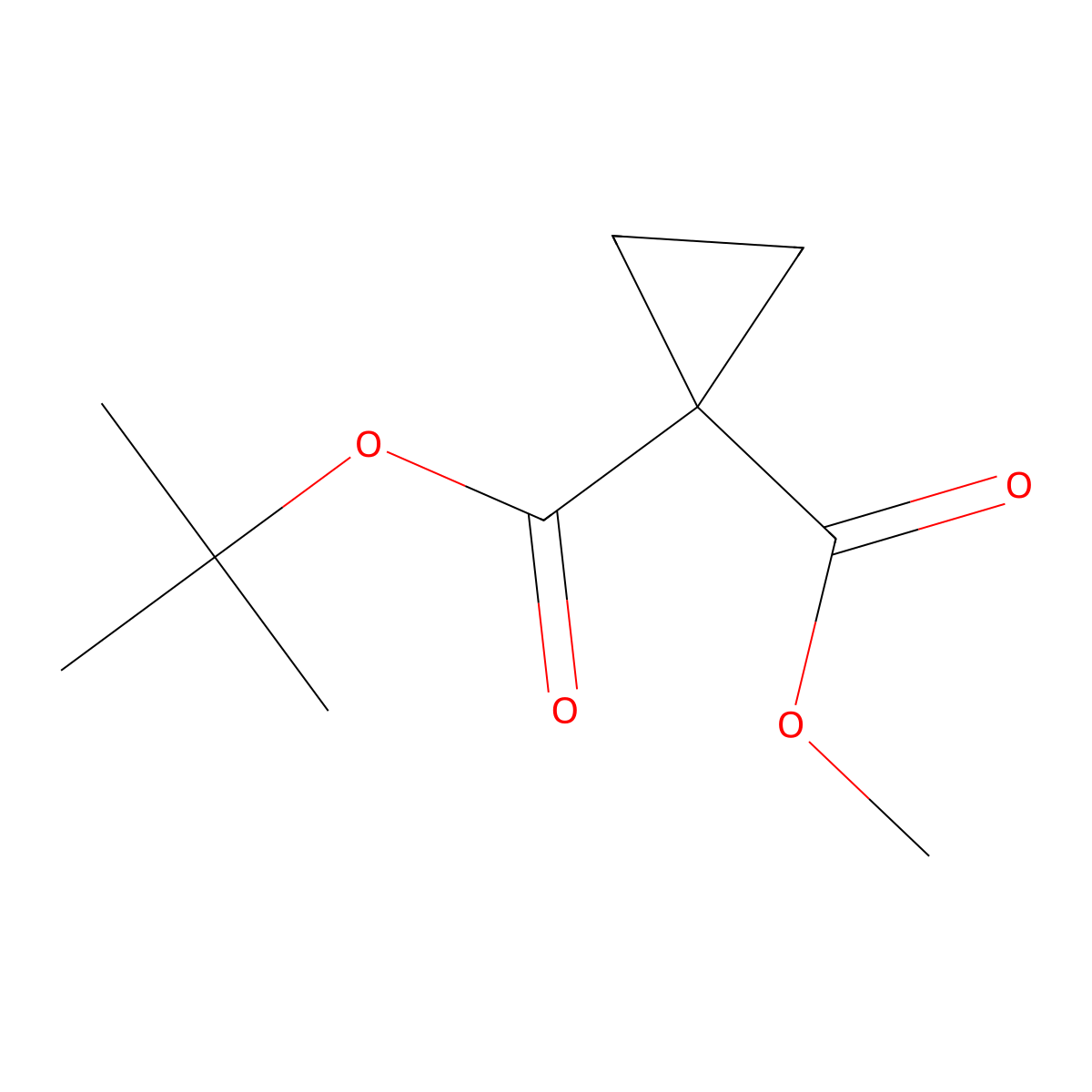 1-Tert-butyl 1-methyl cyclopropane-1,1-dicarboxylate molecular structure, CAS 1802911-49-4