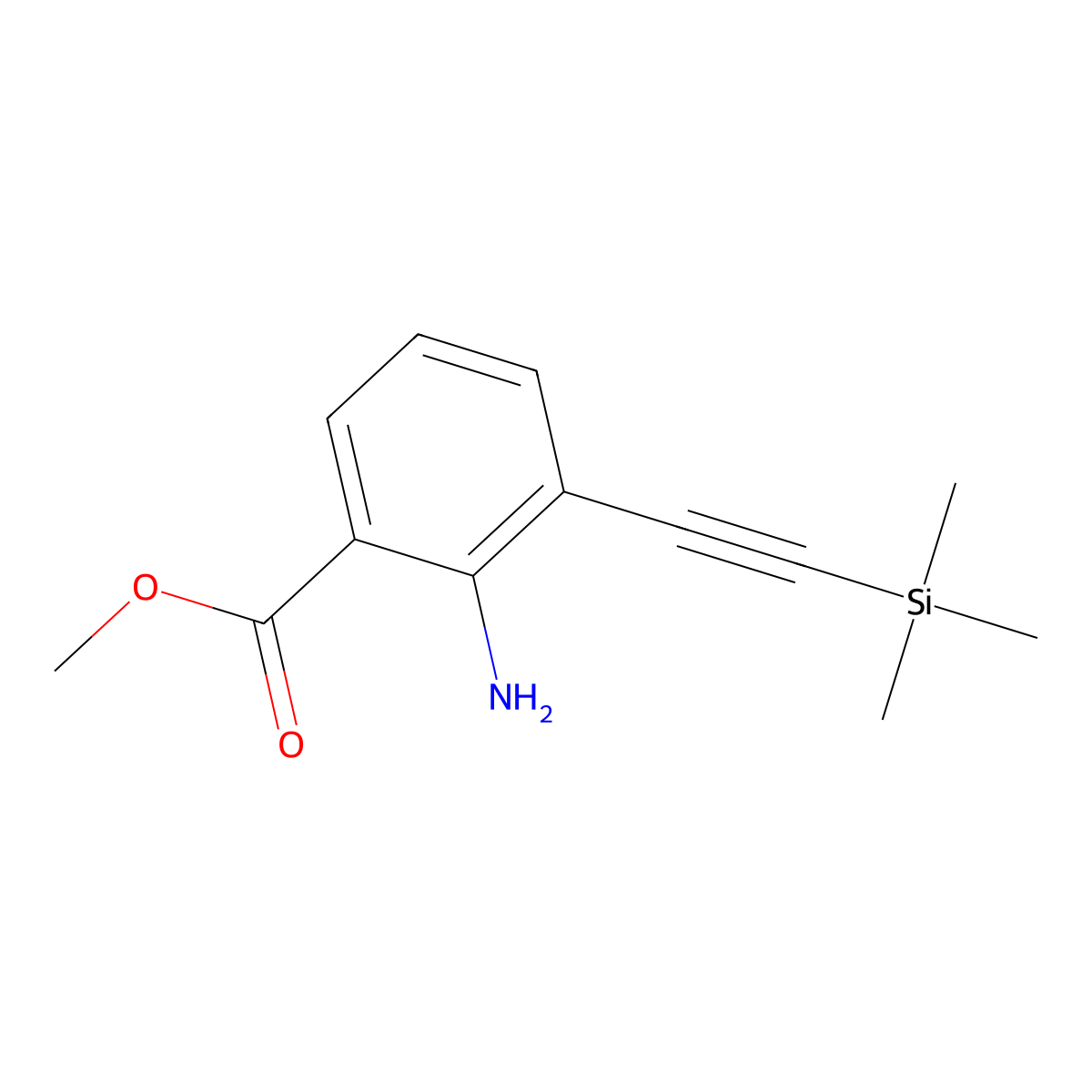 Methyl 2-amino-3-[2-(trimethylsilyl)ethynyl]benzoate molecular structure, CAS 1802912-23-7