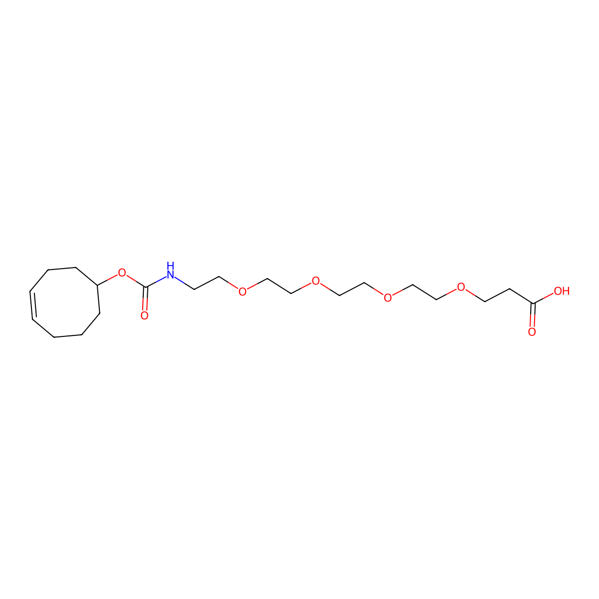 (E)-1-(cyclooct-4-en-1-yloxy)-1-oxo-5,8,11,14-tetraoxa-2-azaheptadecan-17-oic acid molecular structure, CAS 1802913-21-8