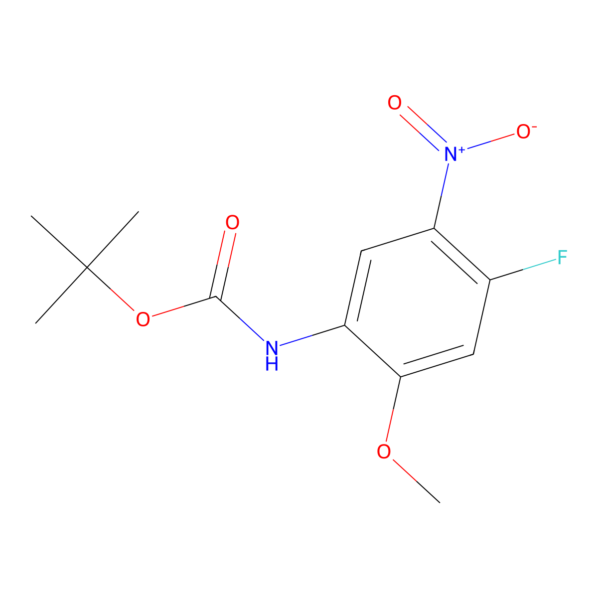tert-Butyl (4-fluoro-2-methoxy-5-nitrophenyl)carbamate molecular structure, CAS 1802924-13-5