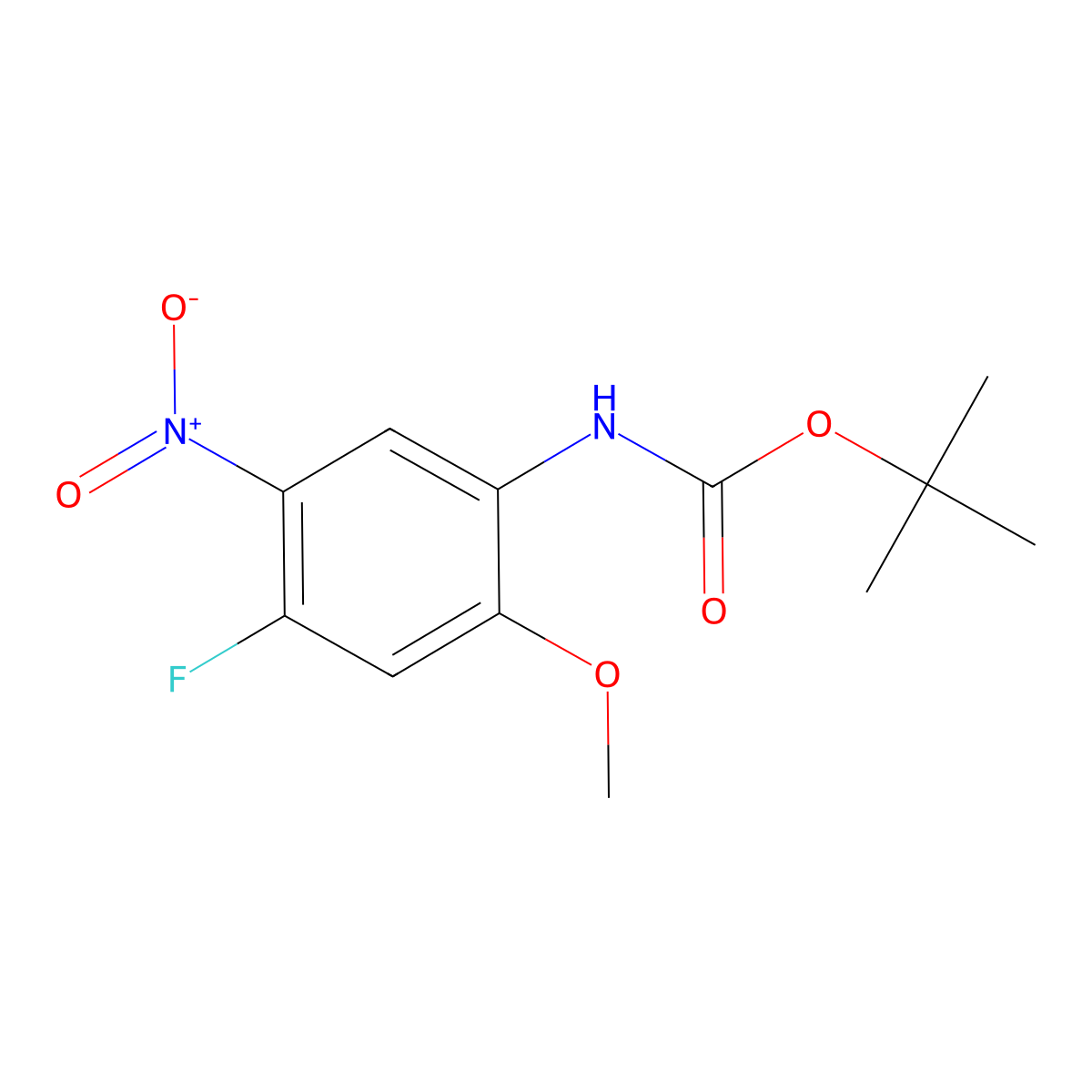 tert-Butyl (4-fluoro-2-methoxy-5-nitrophenyl)carbamate molecular structure, CAS 1802924-13-5