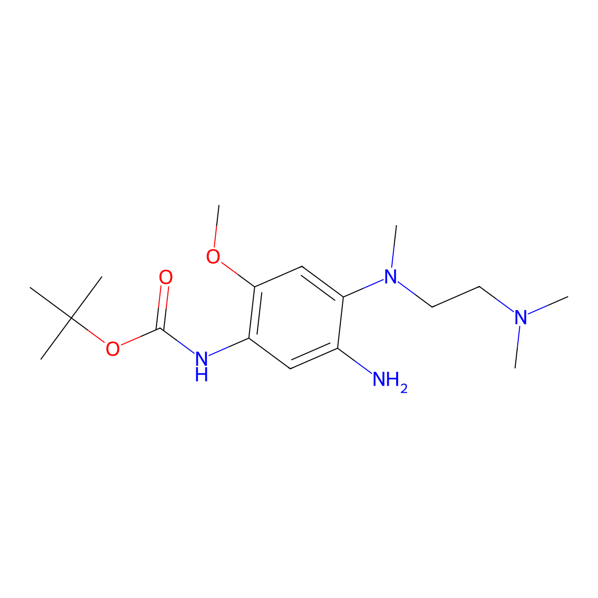 tert-Butyl (5-amino-4-((2-(dimethylamino)ethyl)(methyl)amino)-2-methoxyphenyl)carbamate molecular structure, CAS 1802924-15-7