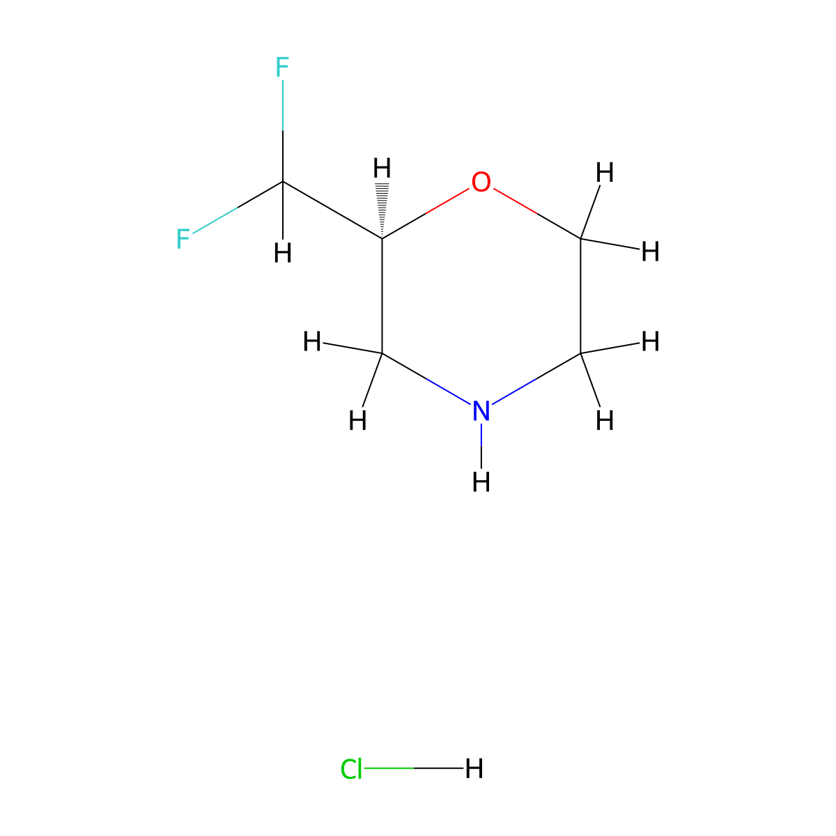 (2S)-2-(difluoromethyl)morpholine hydrochloride molecular structure, CAS 1802989-03-2