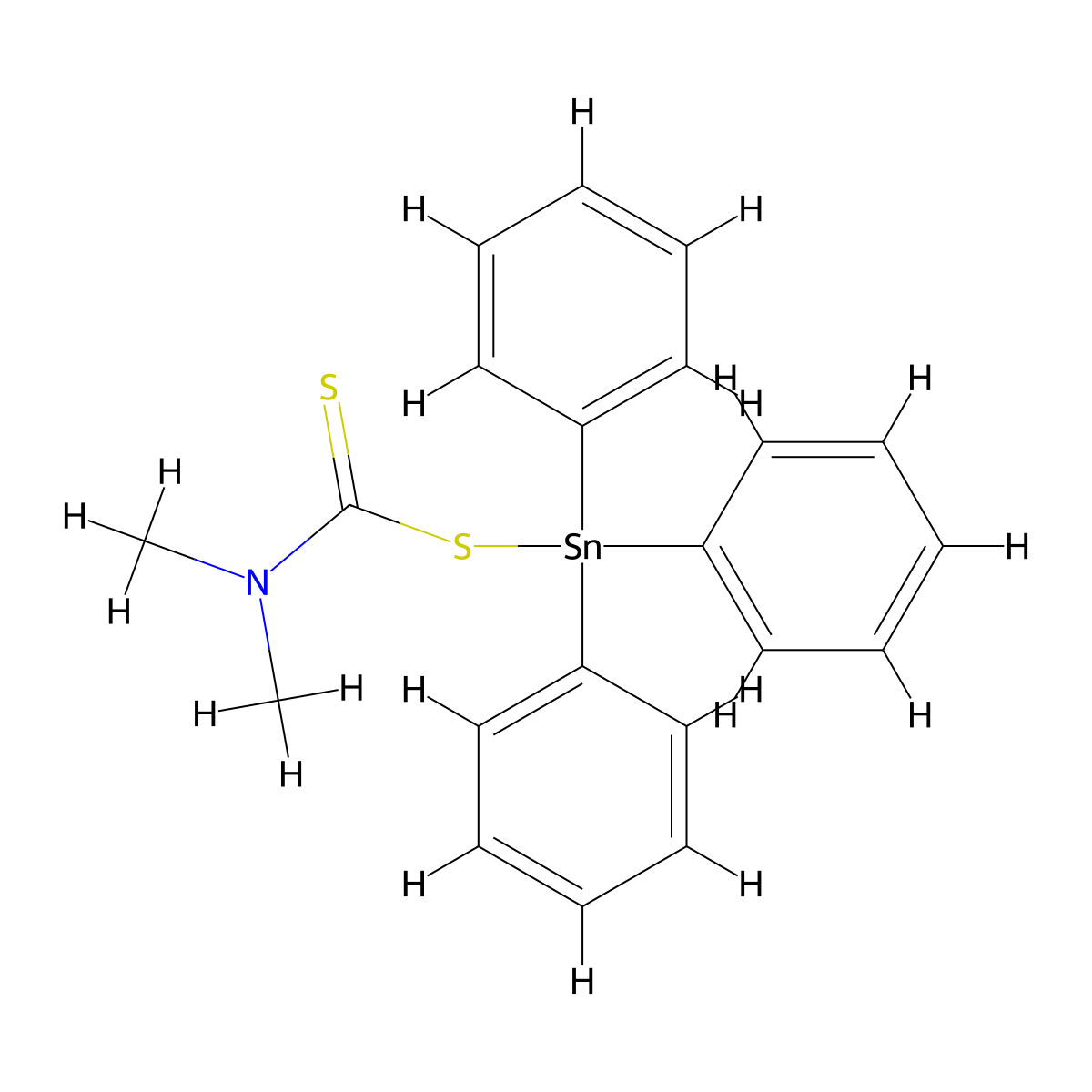 Triphenyltin N,N-dimethyldithiocarbamate molecular structure, CAS 1803-12-9