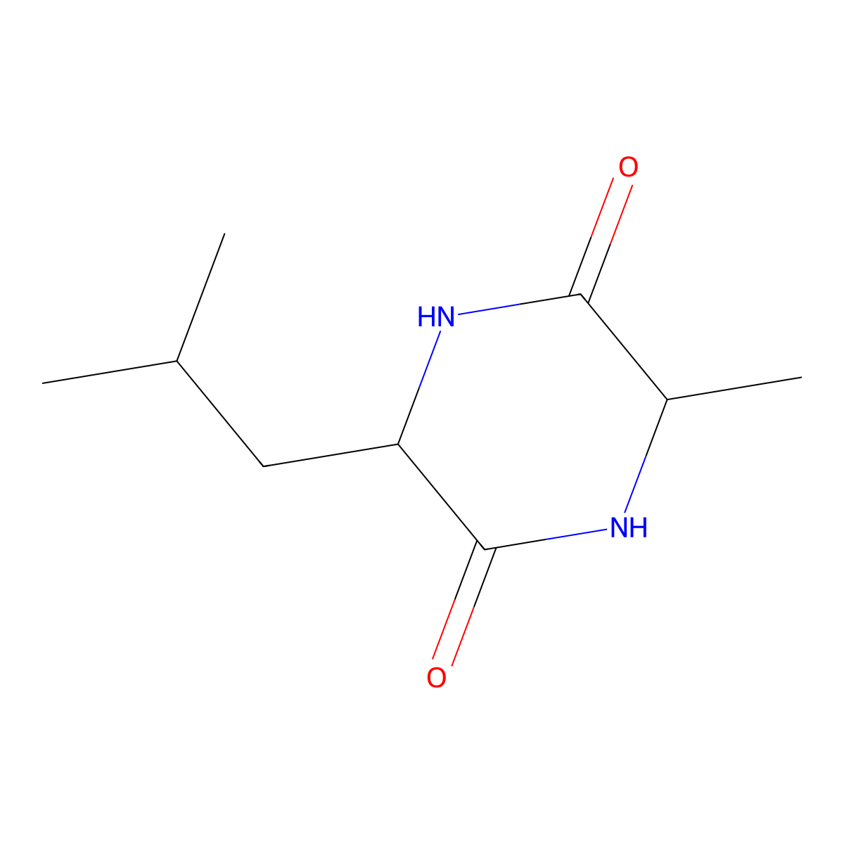 3-Isobutyl-6-methyl-2,5-piperazinedione molecular structure, CAS 1803-60-7