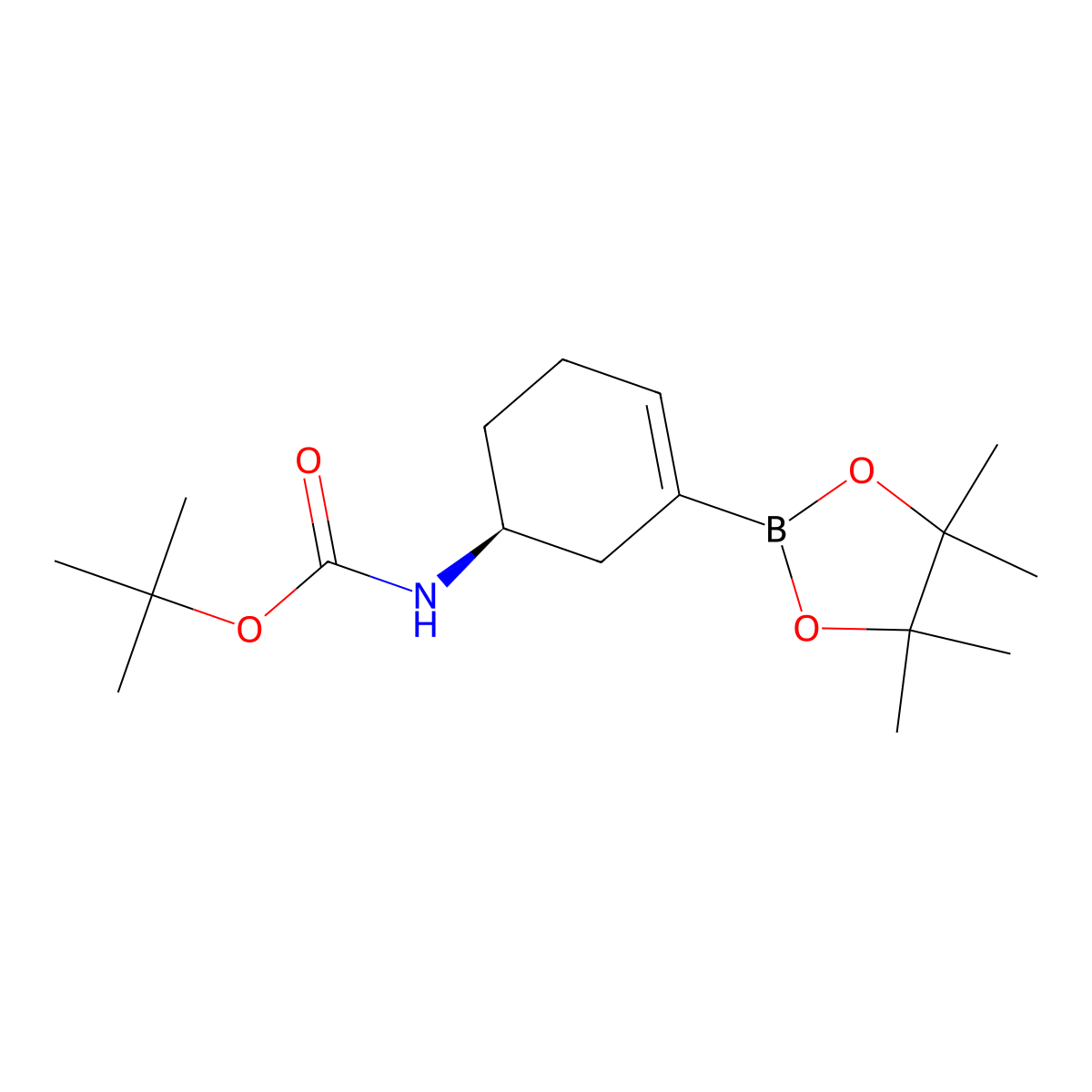 tert-Butyl (S)-(3-(4,4,5,5-tetramethyl-1,3,2-dioxaborolan-2-yl)cyclohex-3-en-1-yl)carbamate molecular structure, CAS 1803033-58-0
