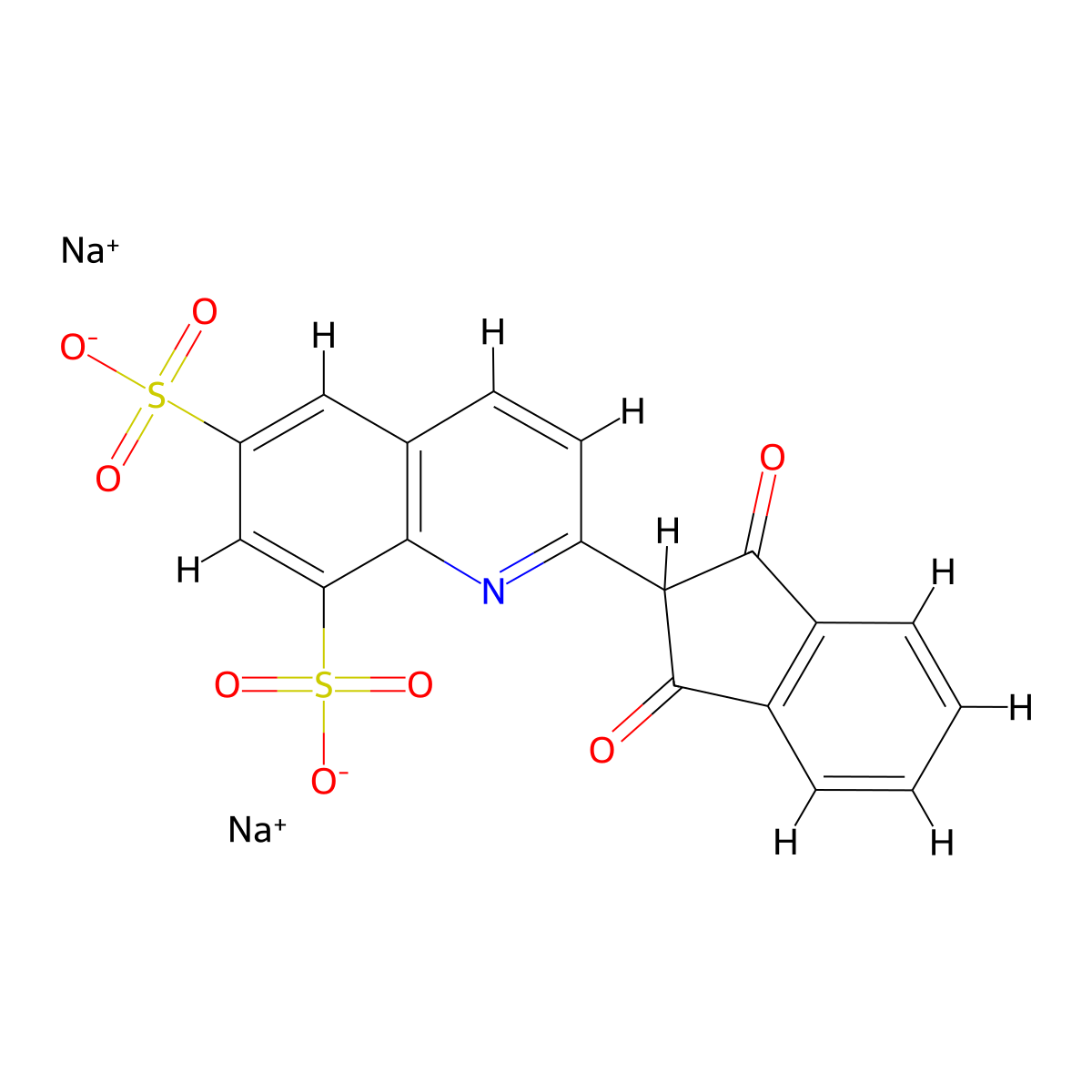 Disodium 2-(1,3-dioxo-2,3-dihydro-1H-inden-2-yl)quinoline-6,8-disulfonate molecular structure, CAS 1803038-62-1