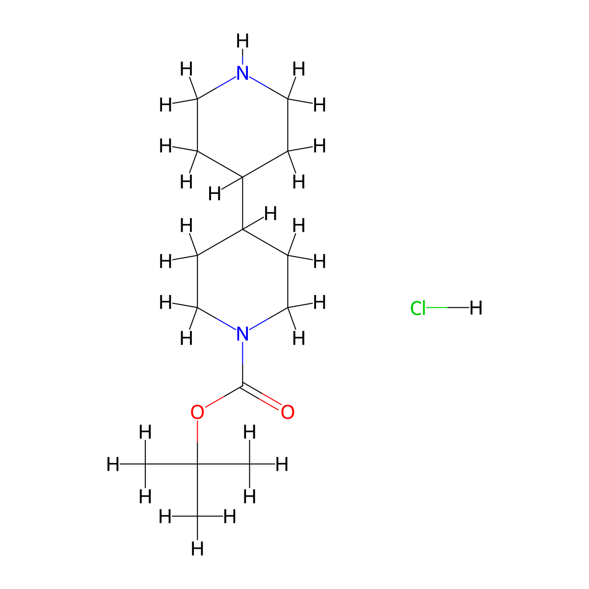 Tert-butyl (4,4'-bipiperidine)-1-carboxylate hydrochloride molecular structure, CAS 180305-01-5