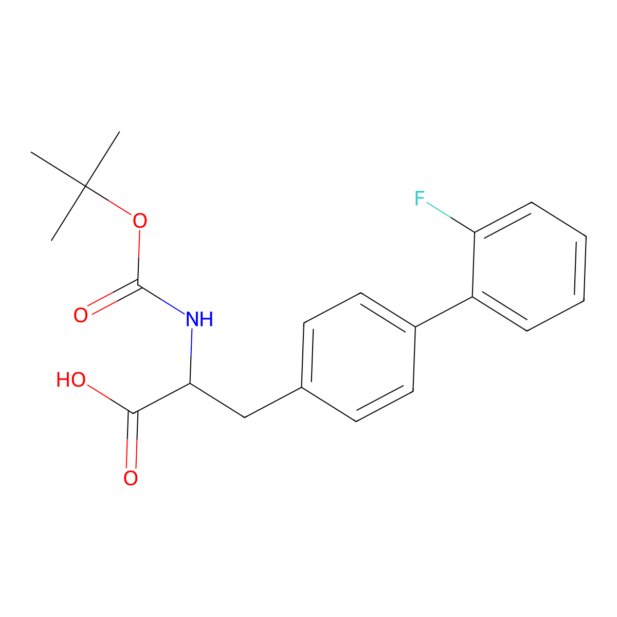 (S)-2-((tert-butoxycarbonyl)amino)-3-(2'-fluoro-[1,1'-biphenyl]-4-yl)propanoic acid molecular structure, CAS 1803077-17-9