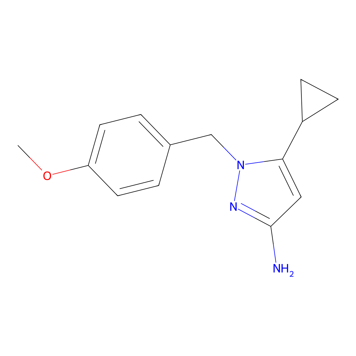 5-cyclopropyl-1-(4-methoxybenzyl)-1H-pyrazol-3-amine molecular structure, CAS 1803077-18-0
