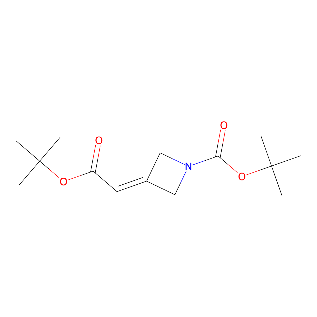 tert-Butyl 2-(1-Boc-azetidin-3-ylidene)acetate molecular structure, CAS 1803090-73-4