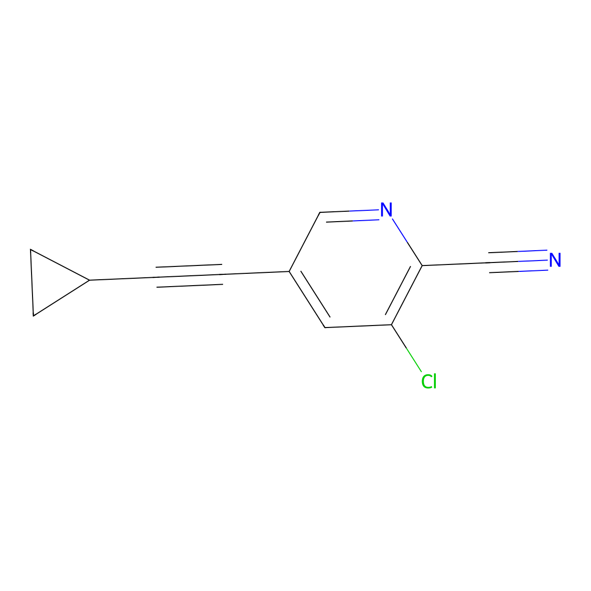 3-Chloro-5-(cyclopropylethynyl)picolinonitrile molecular structure, CAS 1803106-78-6