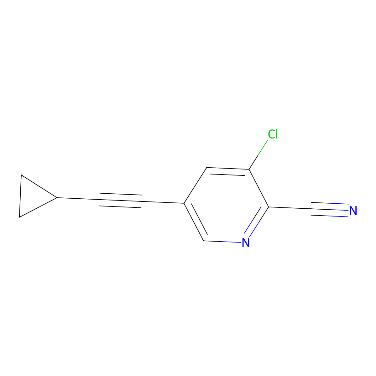 3-Chloro-5-(cyclopropylethynyl)picolinonitrile molecular structure, CAS 1803106-78-6