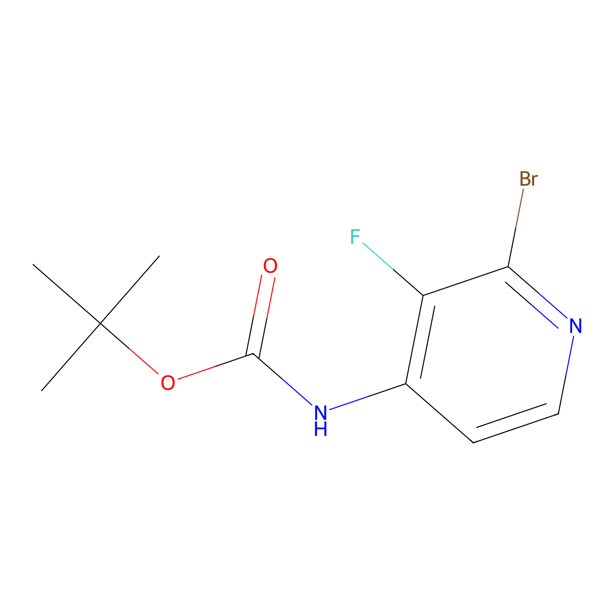 Tert-butyl (2-bromo-3-fluoropyridin-4-yl)carbamate molecular structure, CAS 1803125-67-8