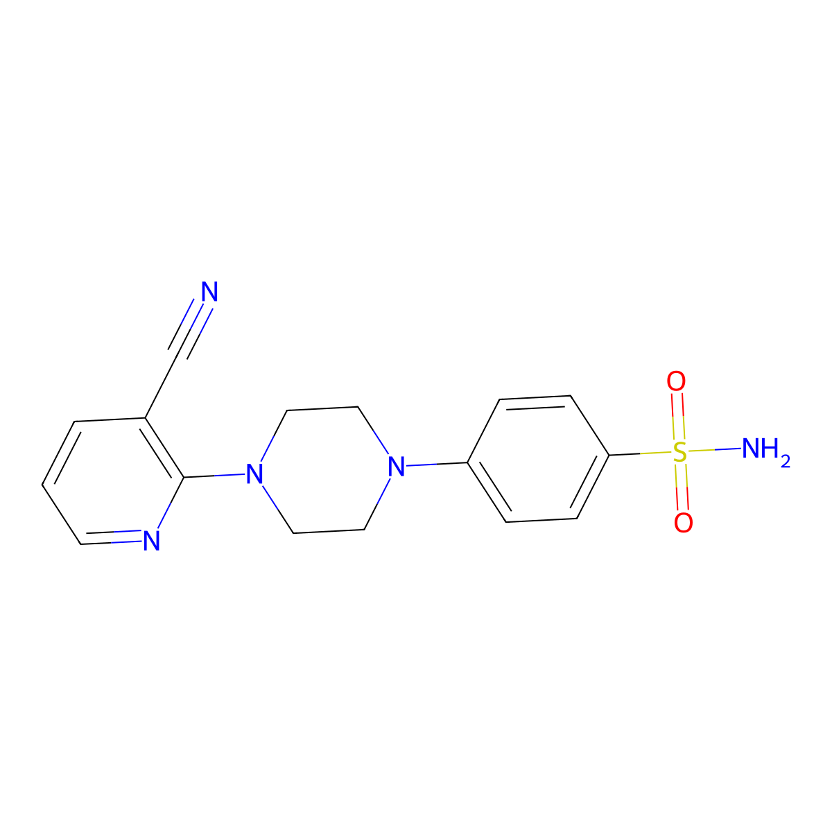 4-[4-(3-Cyanopyridin-2-yl)piperazin-1-yl]benzene-1-sulfonamide molecular structure, CAS 1803202-07-4