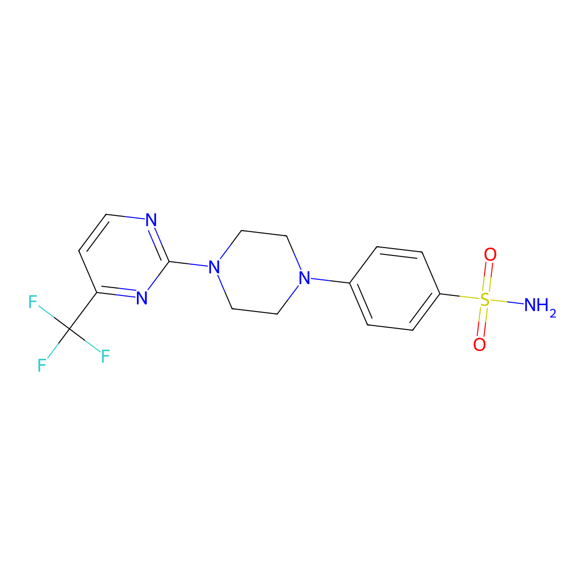 4-{4-[4-(Trifluoromethyl)pyrimidin-2-yl]piperazin-1-yl}benzene-1-sulfonamide molecular structure, CAS 1803202-08-5