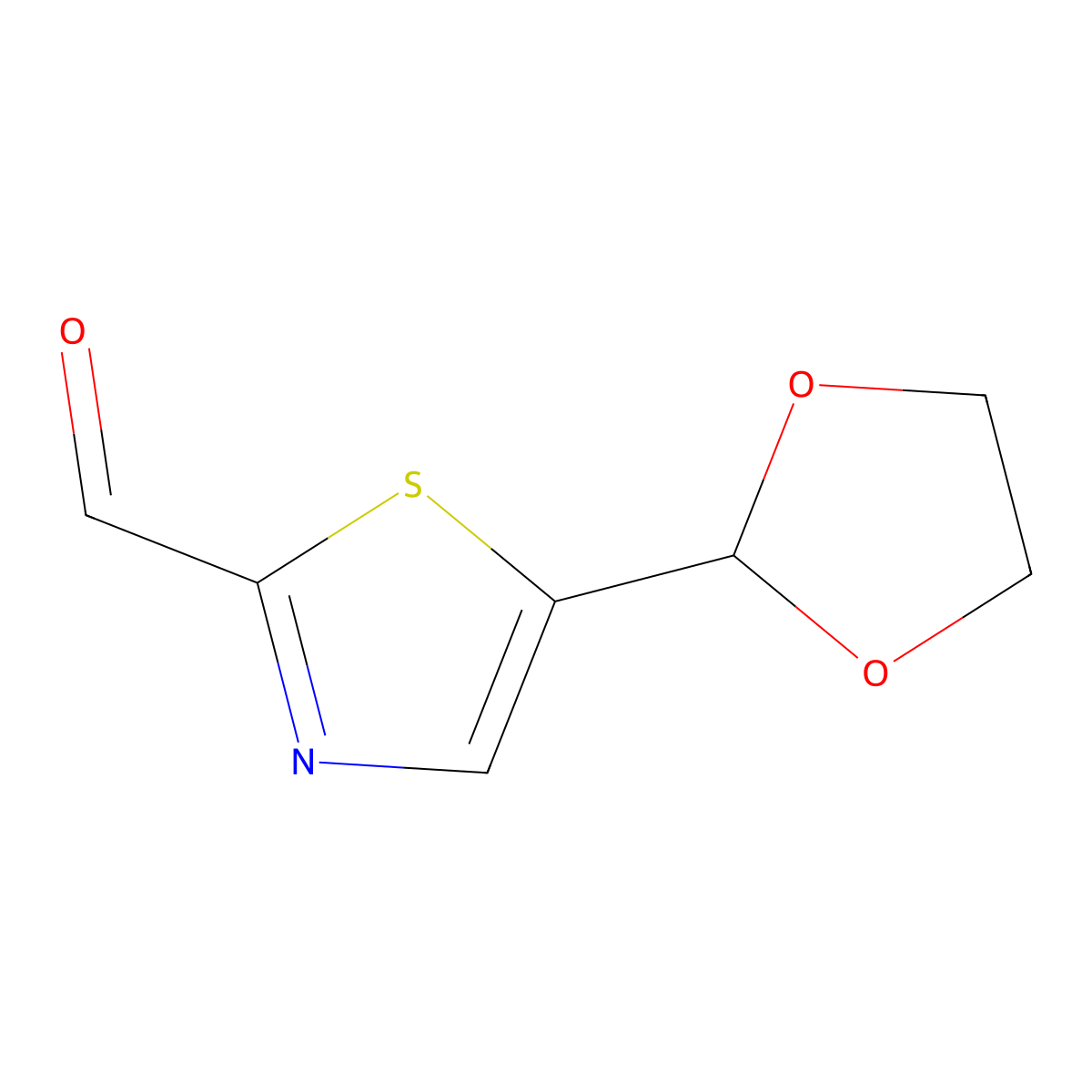 5-(1,3-Dioxolan-2-yl)-1,3-thiazole-2-carbaldehyde molecular structure, CAS 1803203-53-3