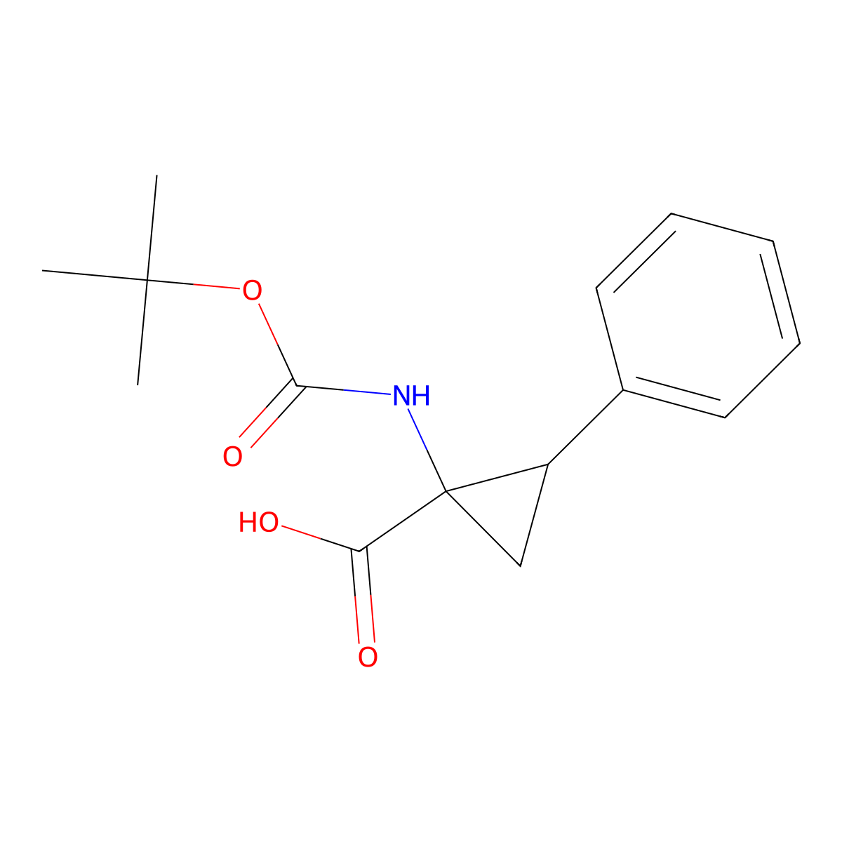 (1R,2R)-N-Boc-1-amino-2-phenylcyclopropanecarboxylic acid molecular structure, CAS 180322-86-5