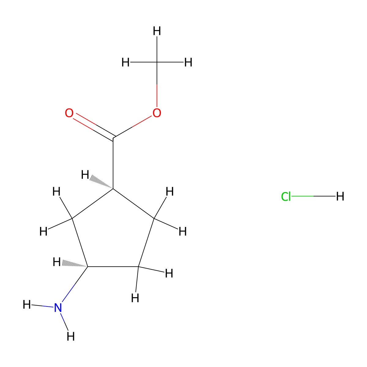 methyl (1S,3R)-3-aminocyclopentane-1-carboxylate hydrochloride molecular structure, CAS 180323-49-3