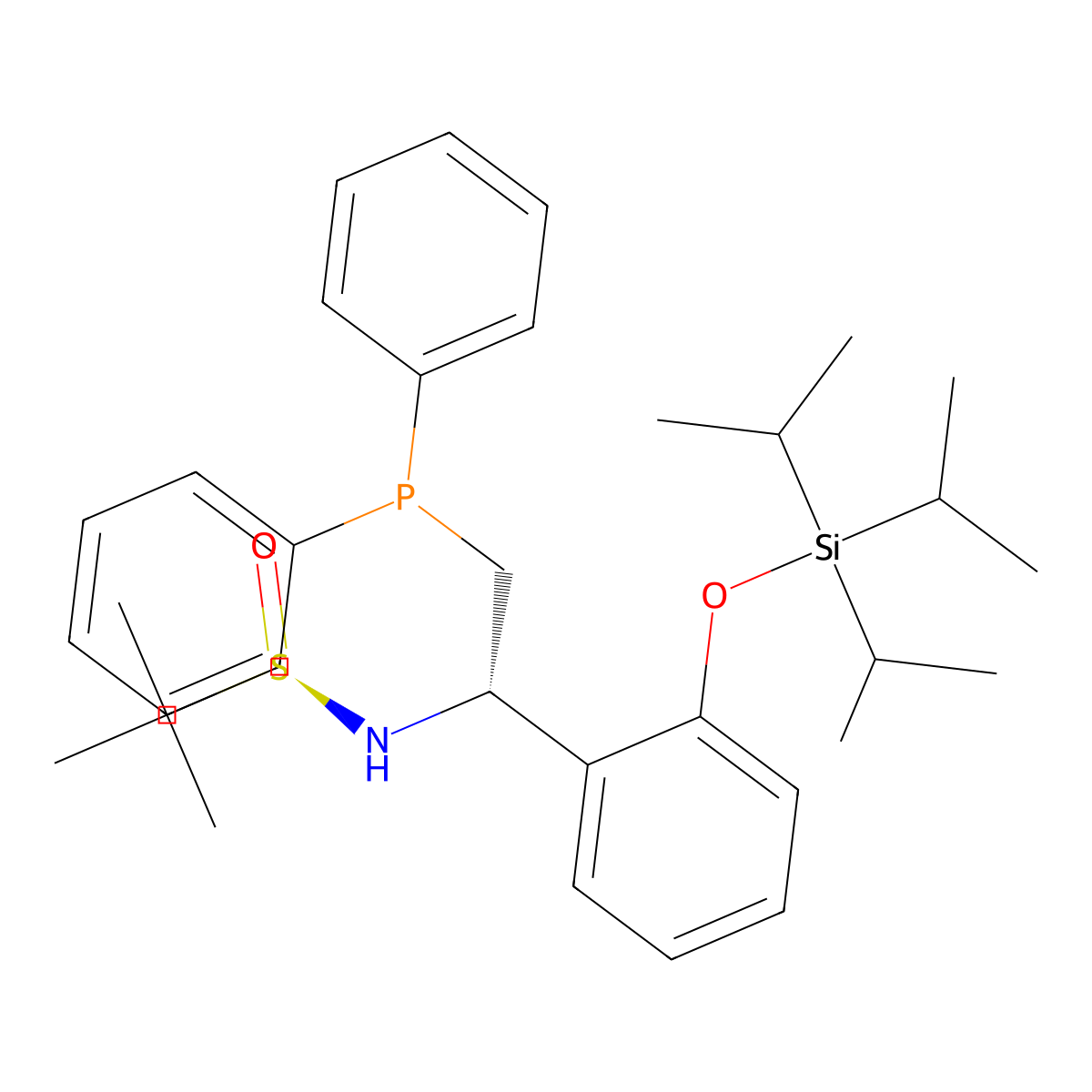 (R)-N-((S)-2-(Diphenylphosphanyl)-1-(2-((triisopropylsilyl)oxy)phenyl)ethyl)-2-methylpropane-2-sulfinamide molecular structure, CAS 1803239-54-4
