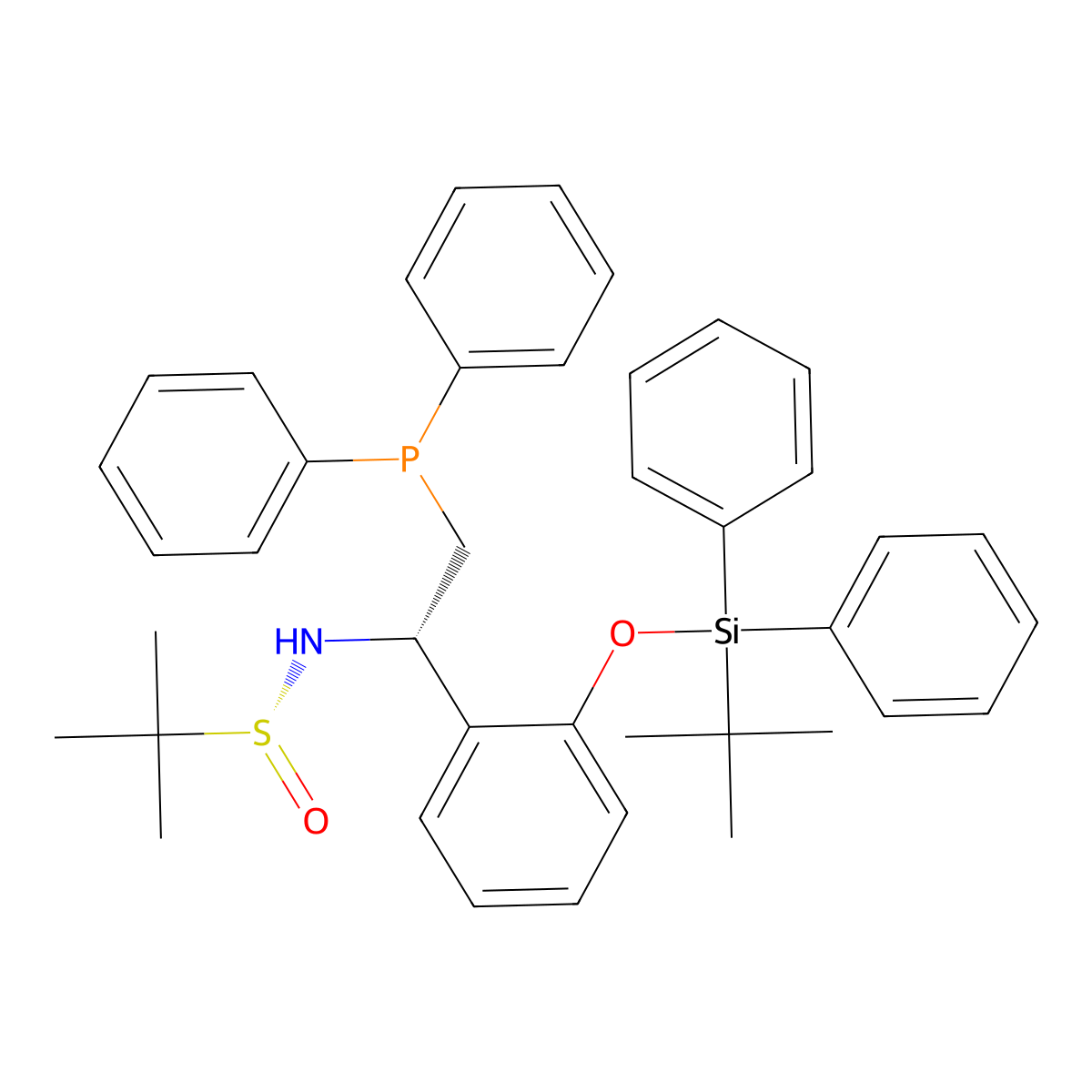 (R)-N-((S)-1-(2-((tert-Butyldiphenylsilyl)oxy)phenyl)-2-(diphenylphosphino)ethyl)-2-methylpropane-2-sulfinamide molecular structure, CAS 1803239-59-9