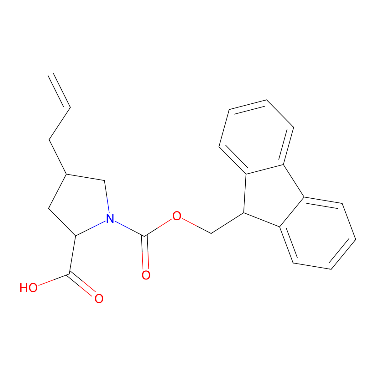 (2S,4R)-1-(((9H-Fluoren-9-yl)methoxy)carbonyl)-4-allylpyrrolidine-2-carboxylic acid molecular structure, CAS 1803241-11-3