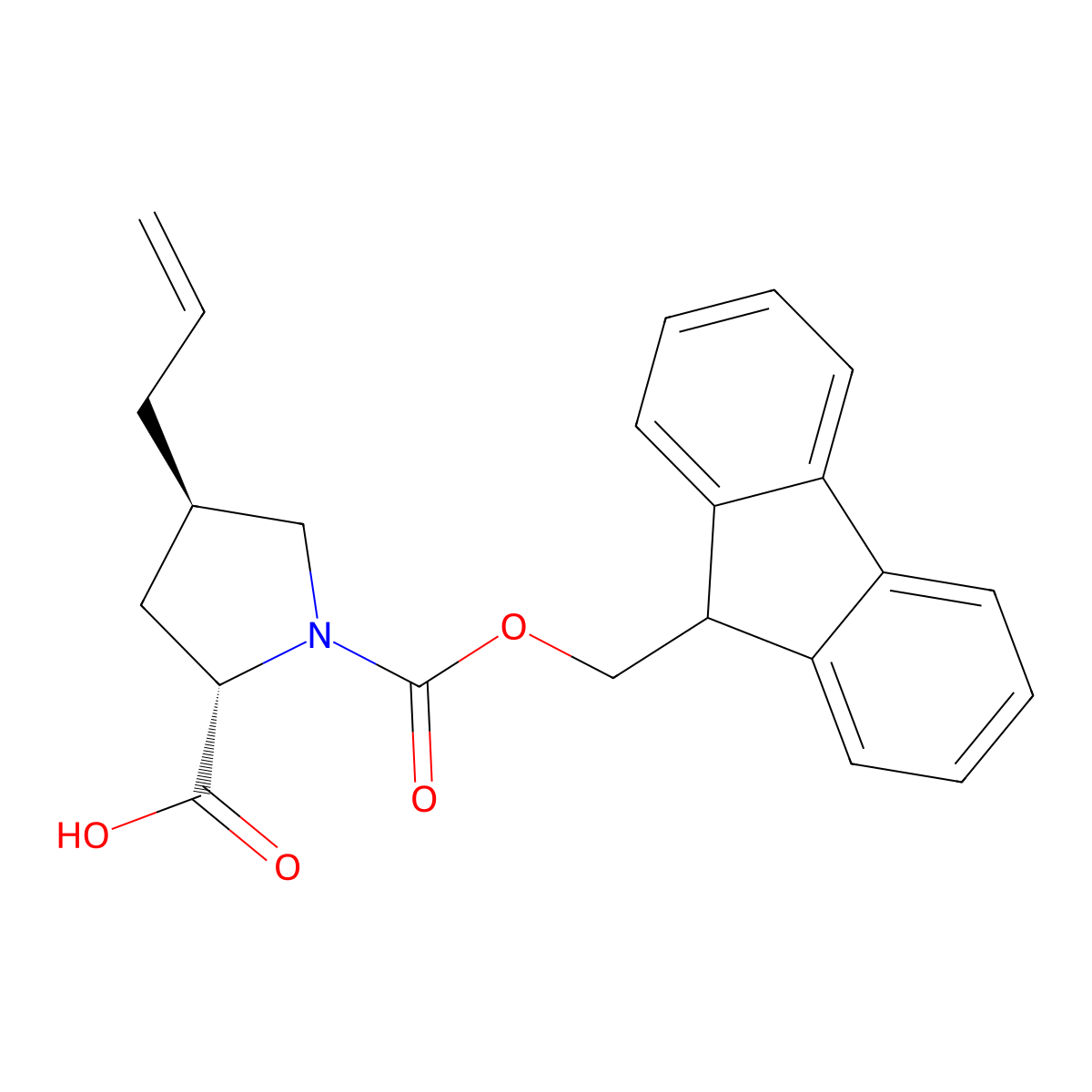 (2S,4R)-1-(((9H-Fluoren-9-yl)methoxy)carbonyl)-4-allylpyrrolidine-2-carboxylic acid molecular structure, CAS 1803241-11-3