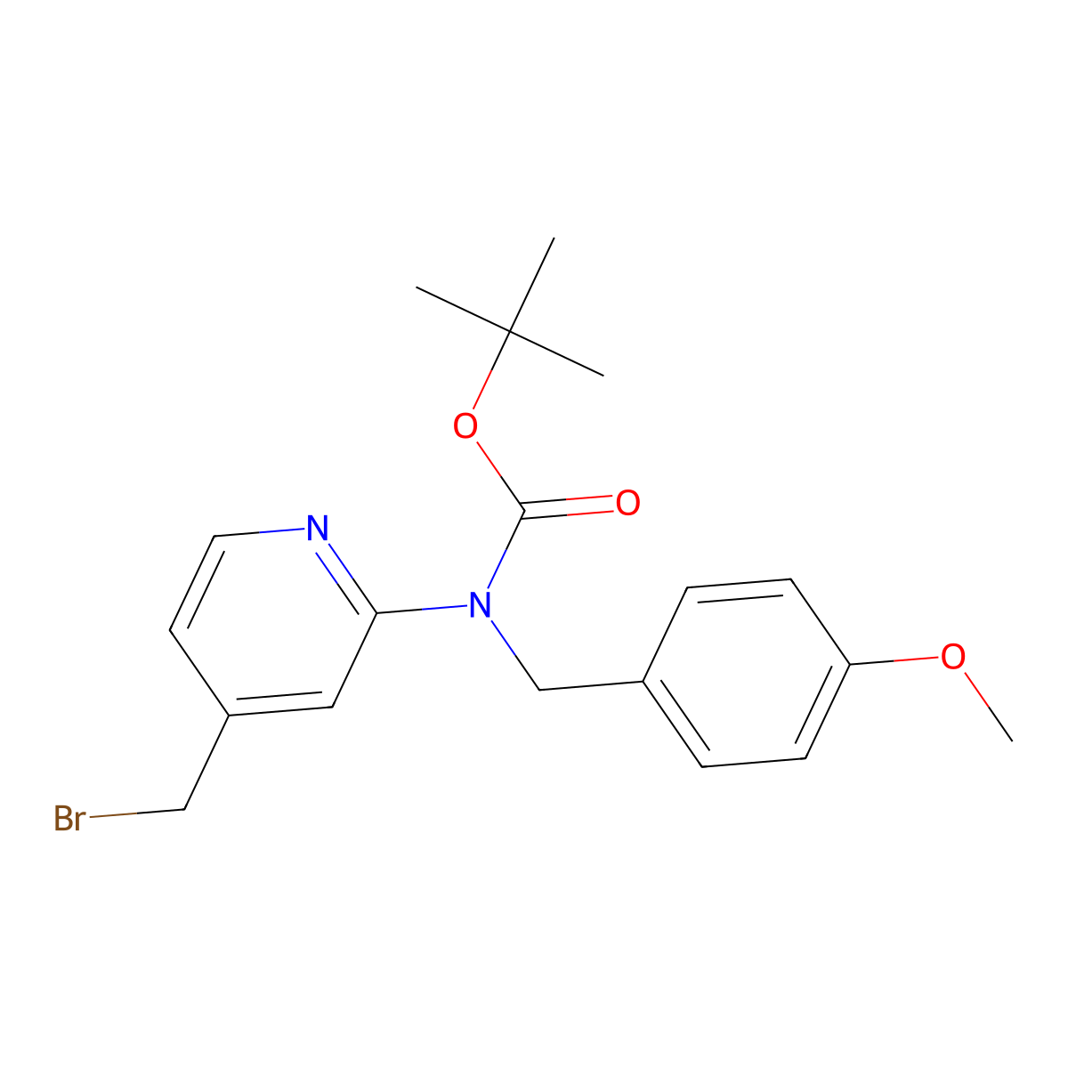tert-butylN-[4-(bromomethyl)pyridin-2-yl]-N-[(4-methoxyphenyl)methyl]carbamate molecular structure, CAS 1803272-45-8