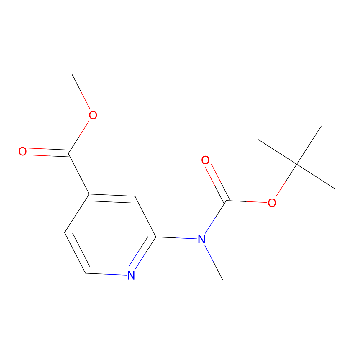 Methyl 2-((tert-butoxycarbonyl)(methyl)amino)isonicotinate molecular structure, CAS 1803272-57-2