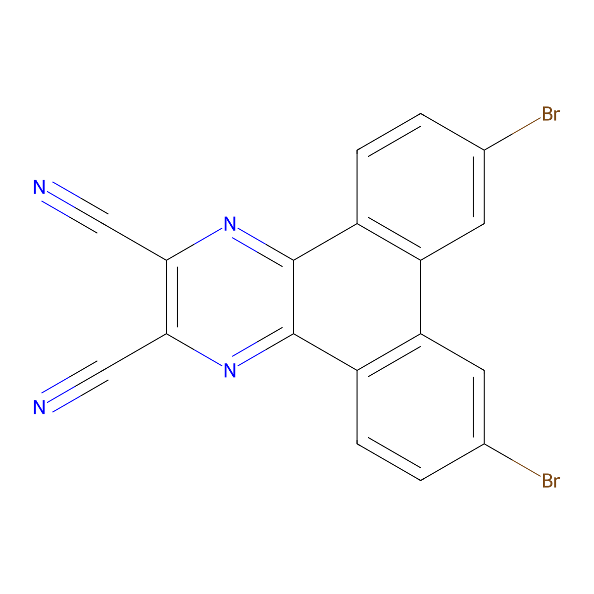 7,10-Dibromodibenzo[F,H]quinoxaline-2,3-dicarbonitrile molecular structure, CAS 1803288-42-7